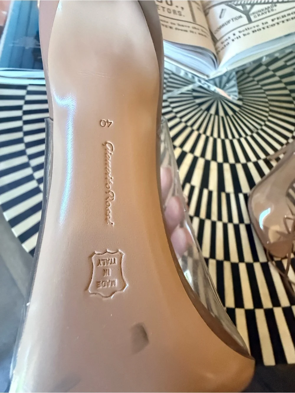 Gianvito Rossi Clear PVC Lace-Up Heels in Nude